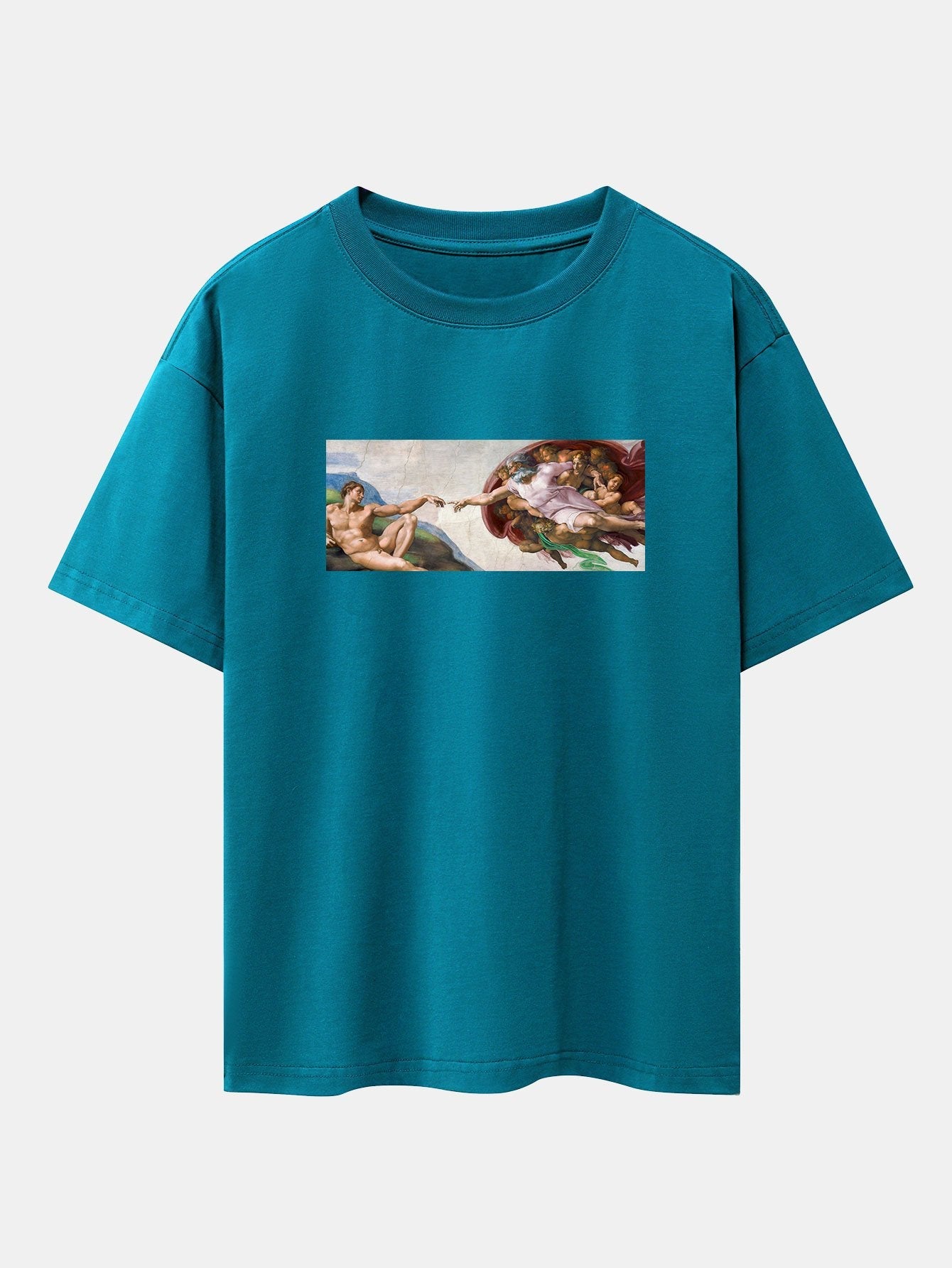 The Creation of Adam Print Drop Shoulder Oversize T-Shirt