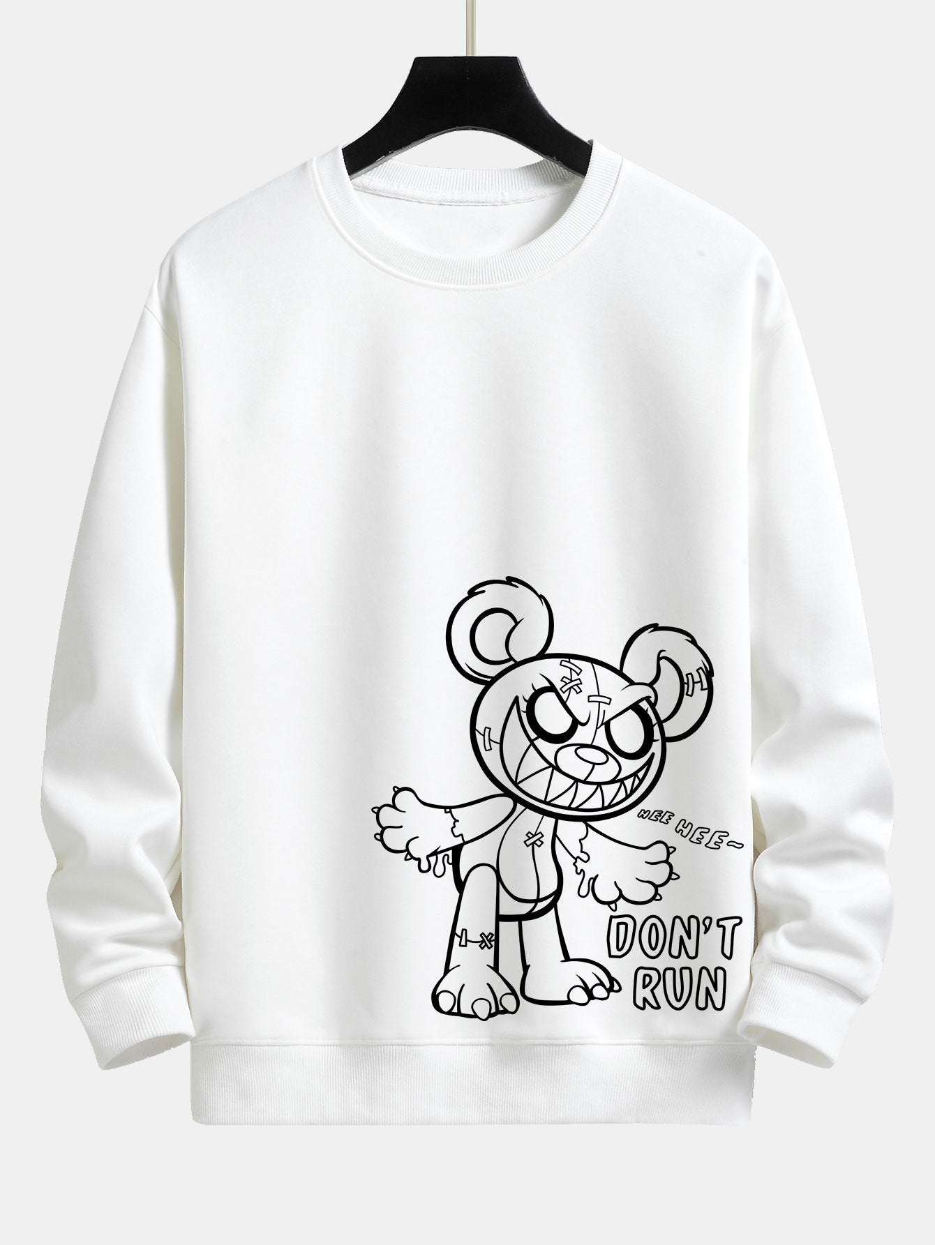 Sweat-shirt coupe décontractée à imprimé ours de dessin animé et slogan