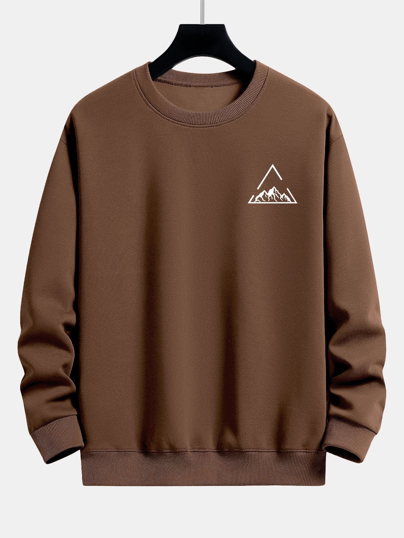 Sweat-shirt coupe décontractée à imprimé triangle et montagne