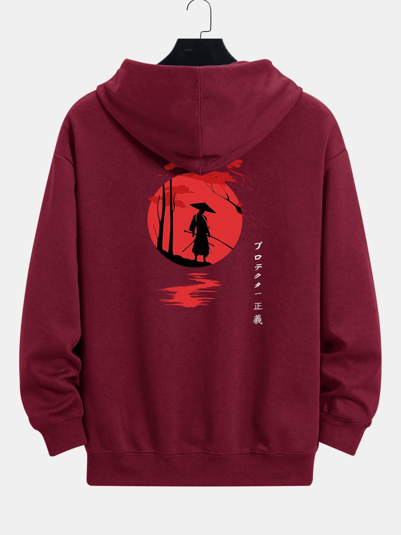 Sweat à capuche coupe décontractée avec slogan Samurai imprimé au dos