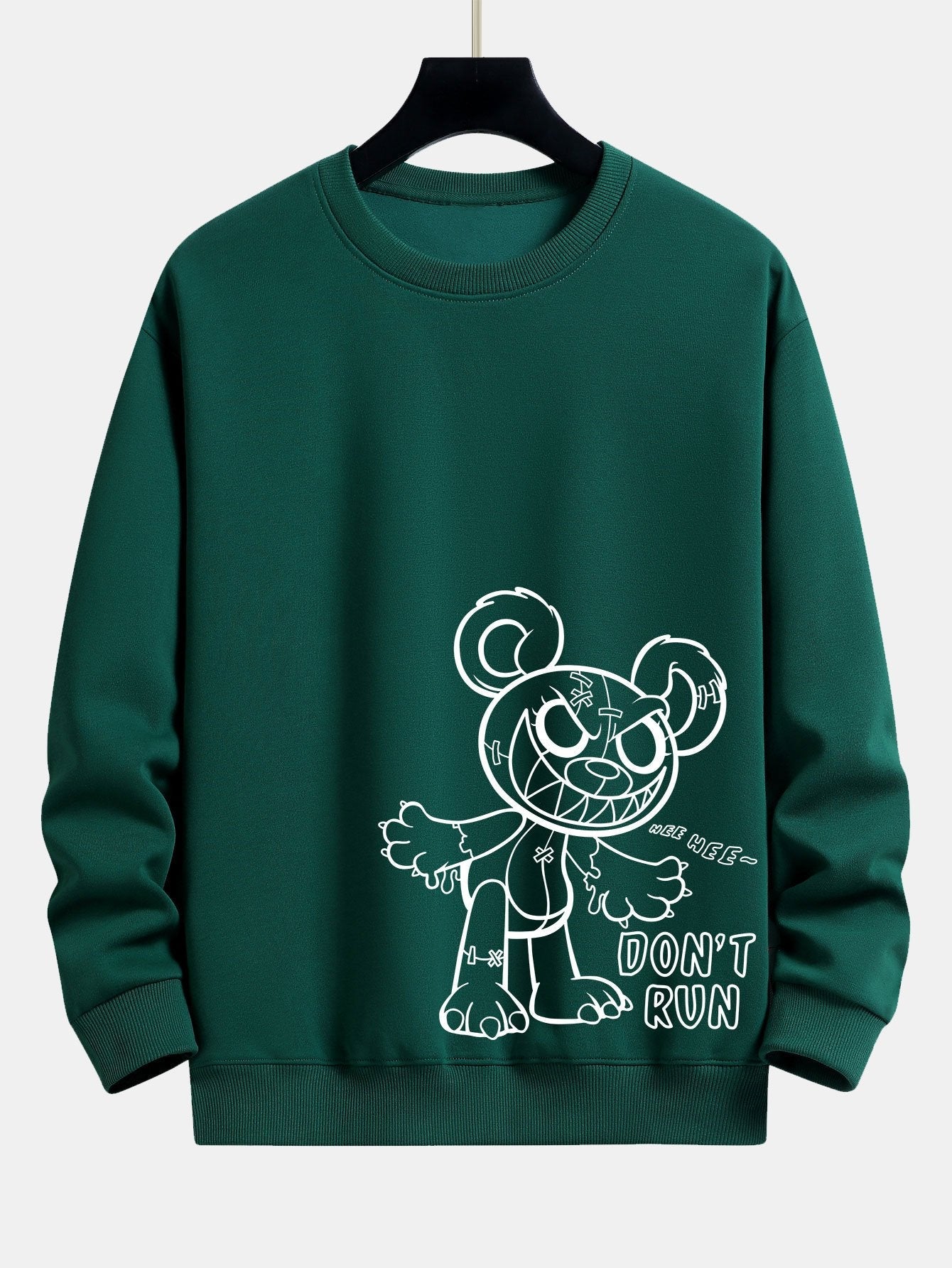 Sweat-shirt coupe décontractée à imprimé ours de dessin animé et slogan