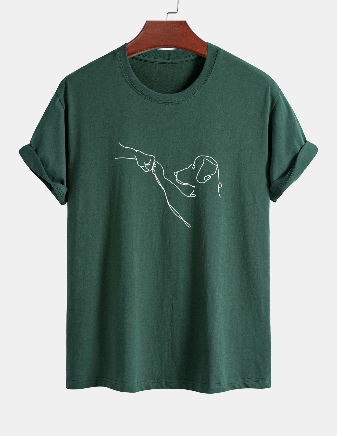 T-shirt en coton imprimé dessin au trait coupe classique