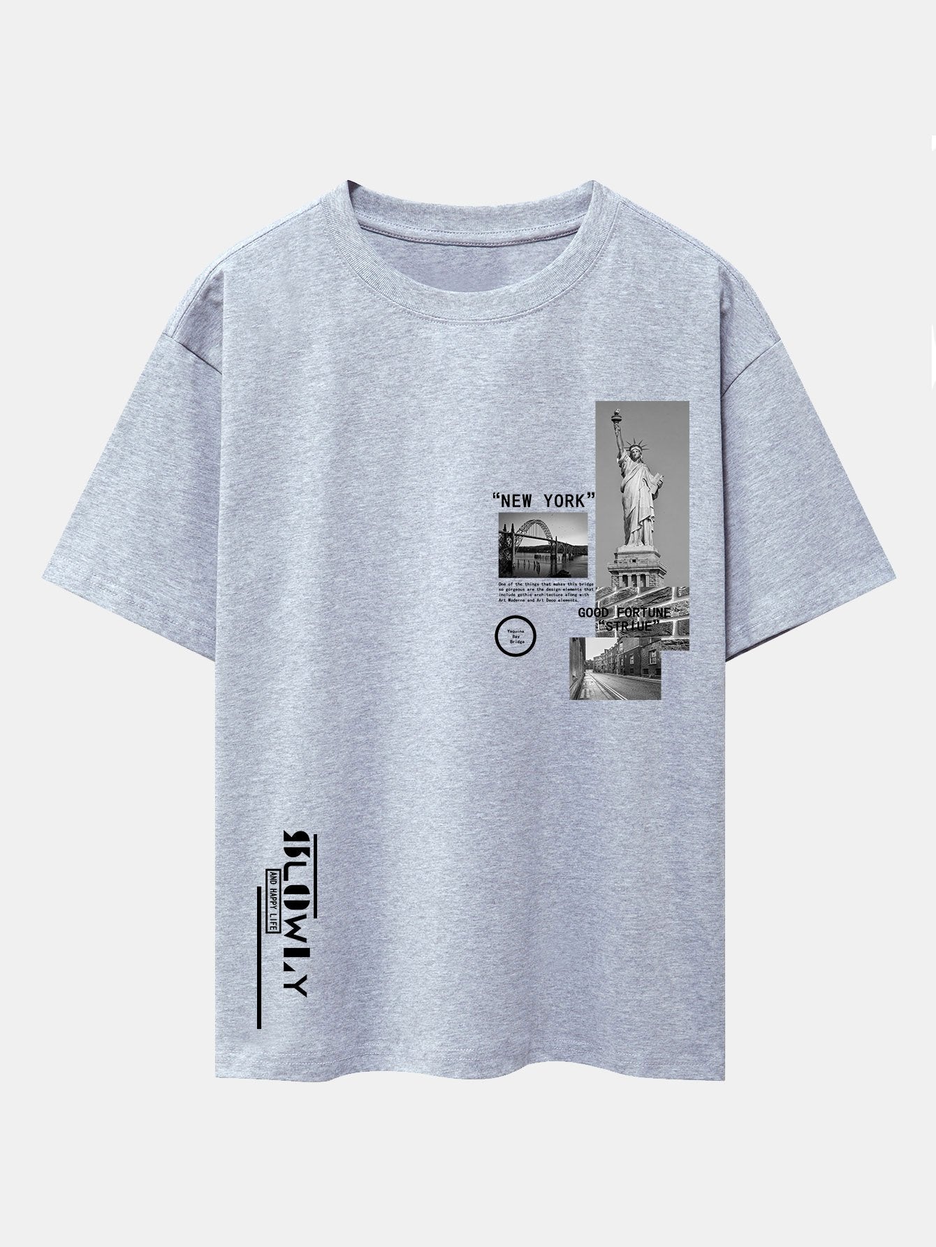 New York Architecture Print Drop Shoulder Oversize T-Shirt