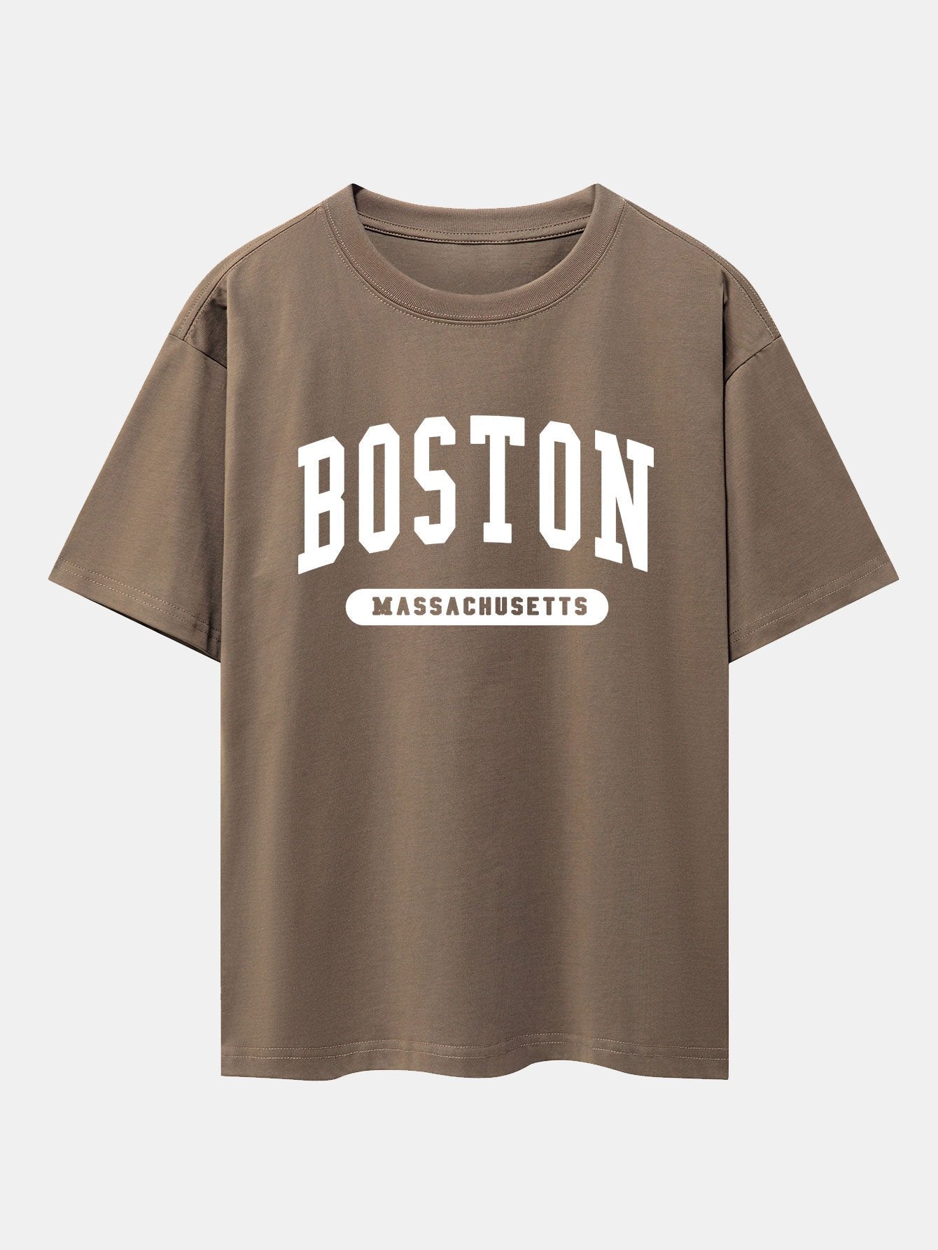 Boston Slogan Print Drop Shoulder Oversize T-Shirt