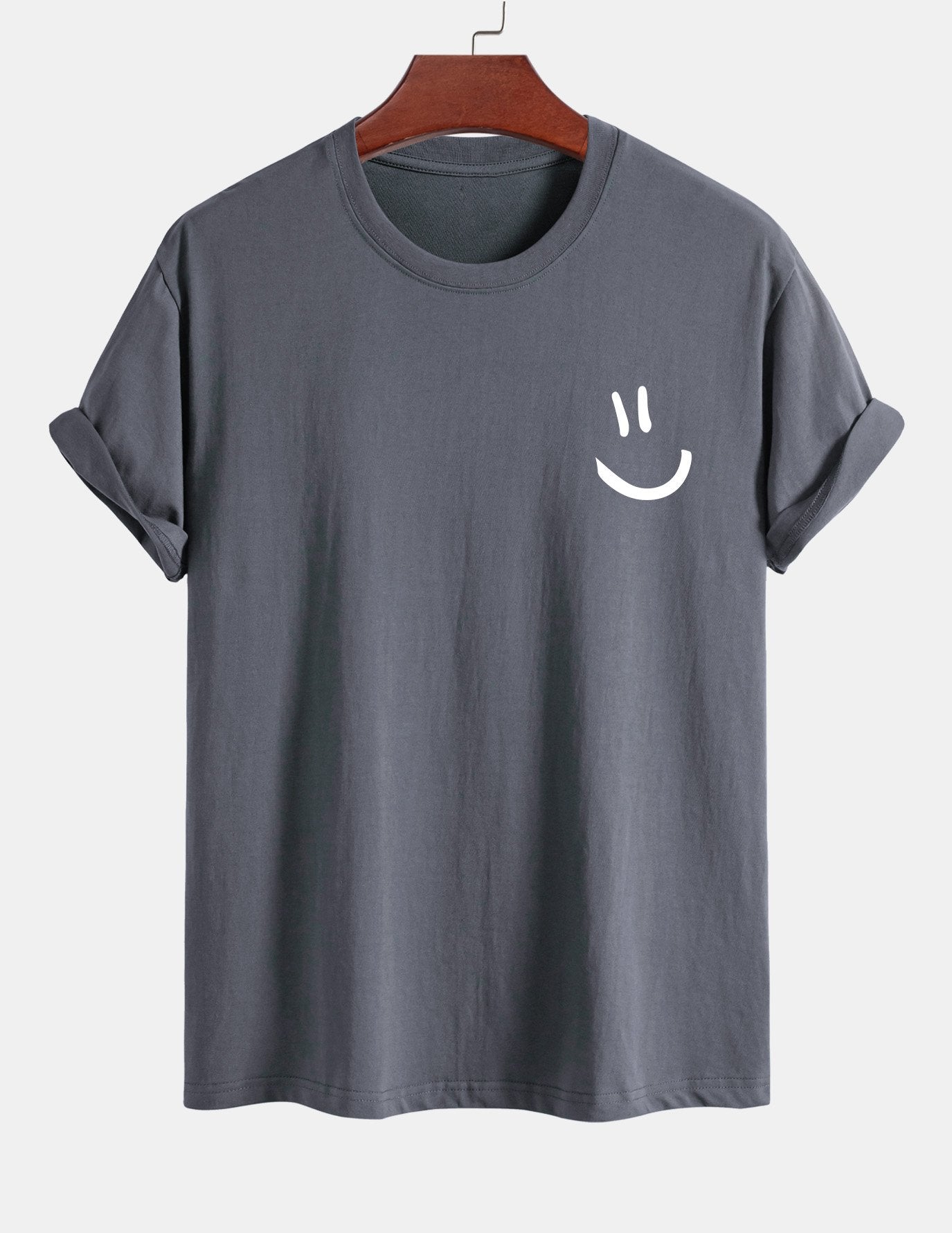 Regular Fit Smiley Face Print Cotton T-Shirt