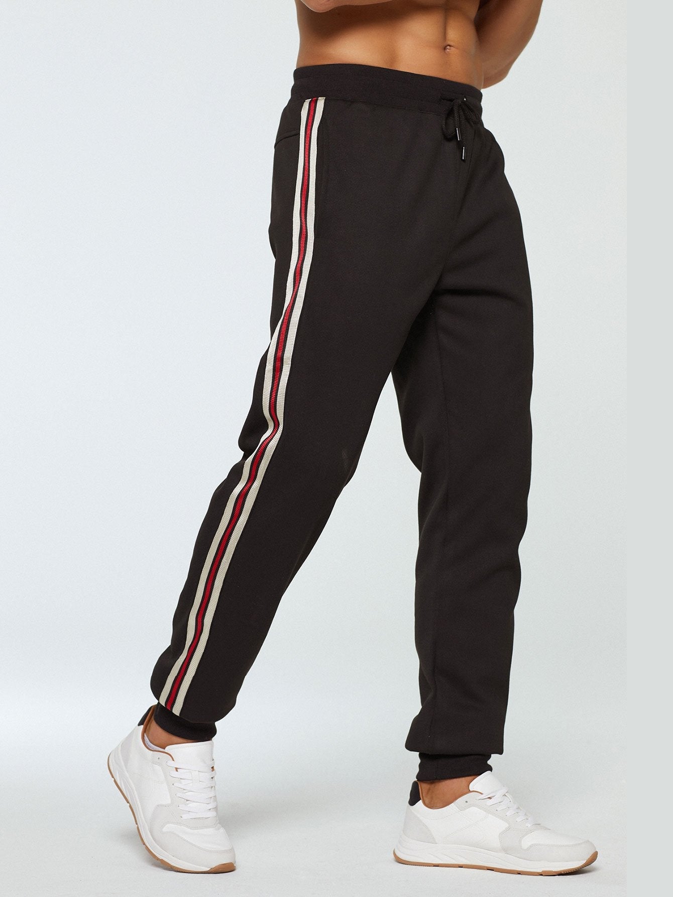 Pantalon de jogging à rayures latérales doublé Teddy