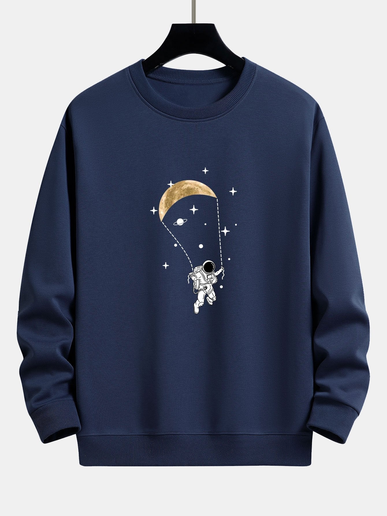 Sweat-shirt coupe décontractée à imprimé astronaute et lune