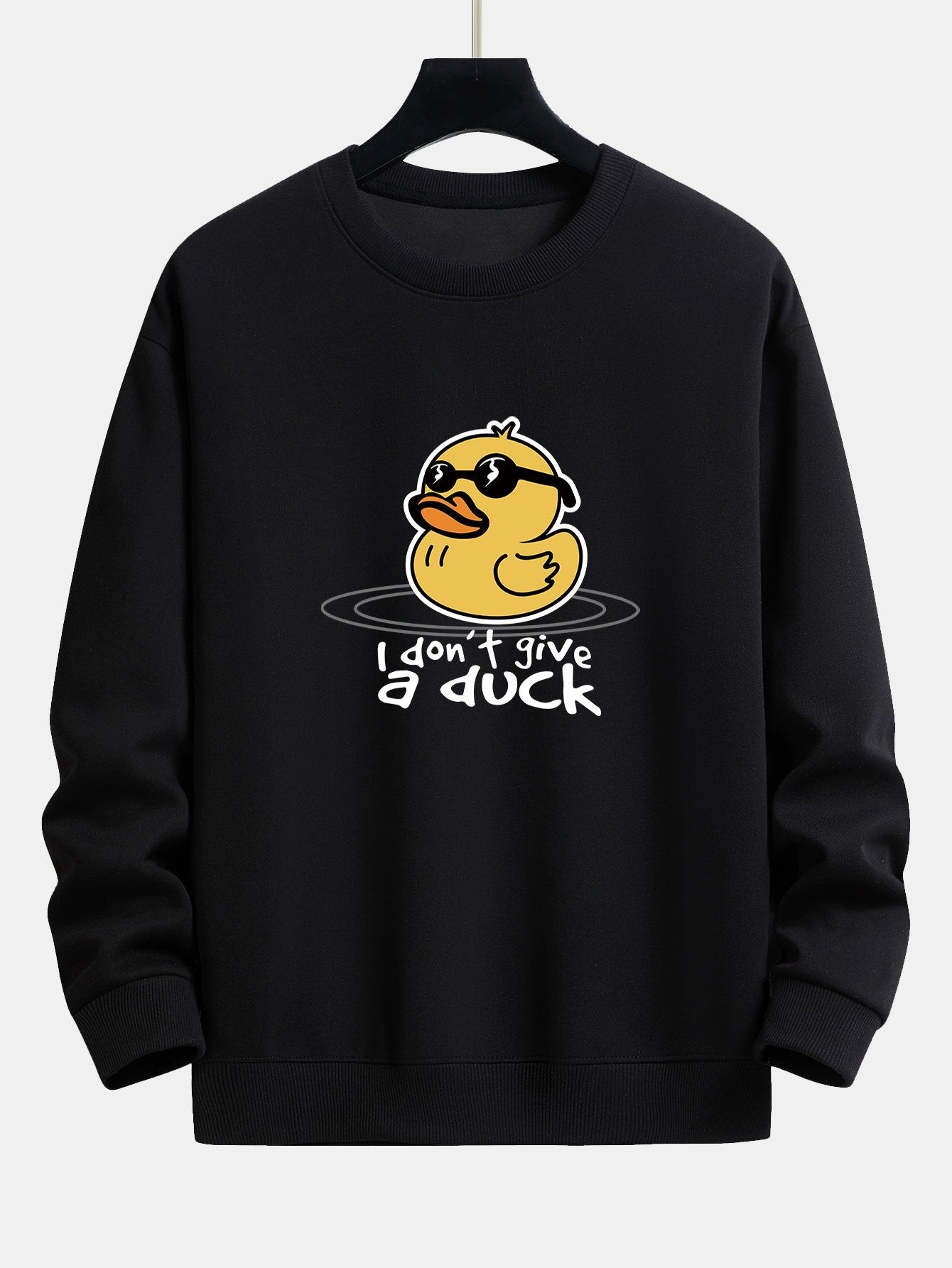 Sweat-shirt coupe décontractée imprimé canard jaune avec lunettes de soleil