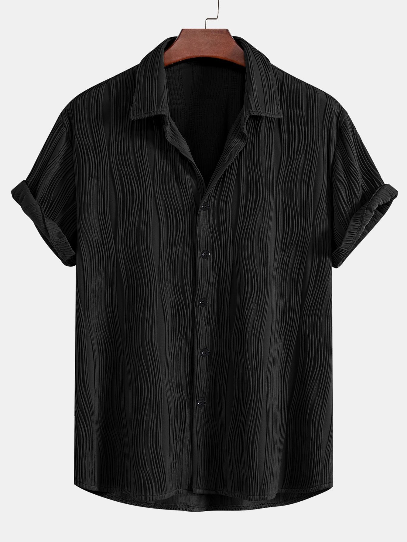 Chemise boutonnée texturée ondulée