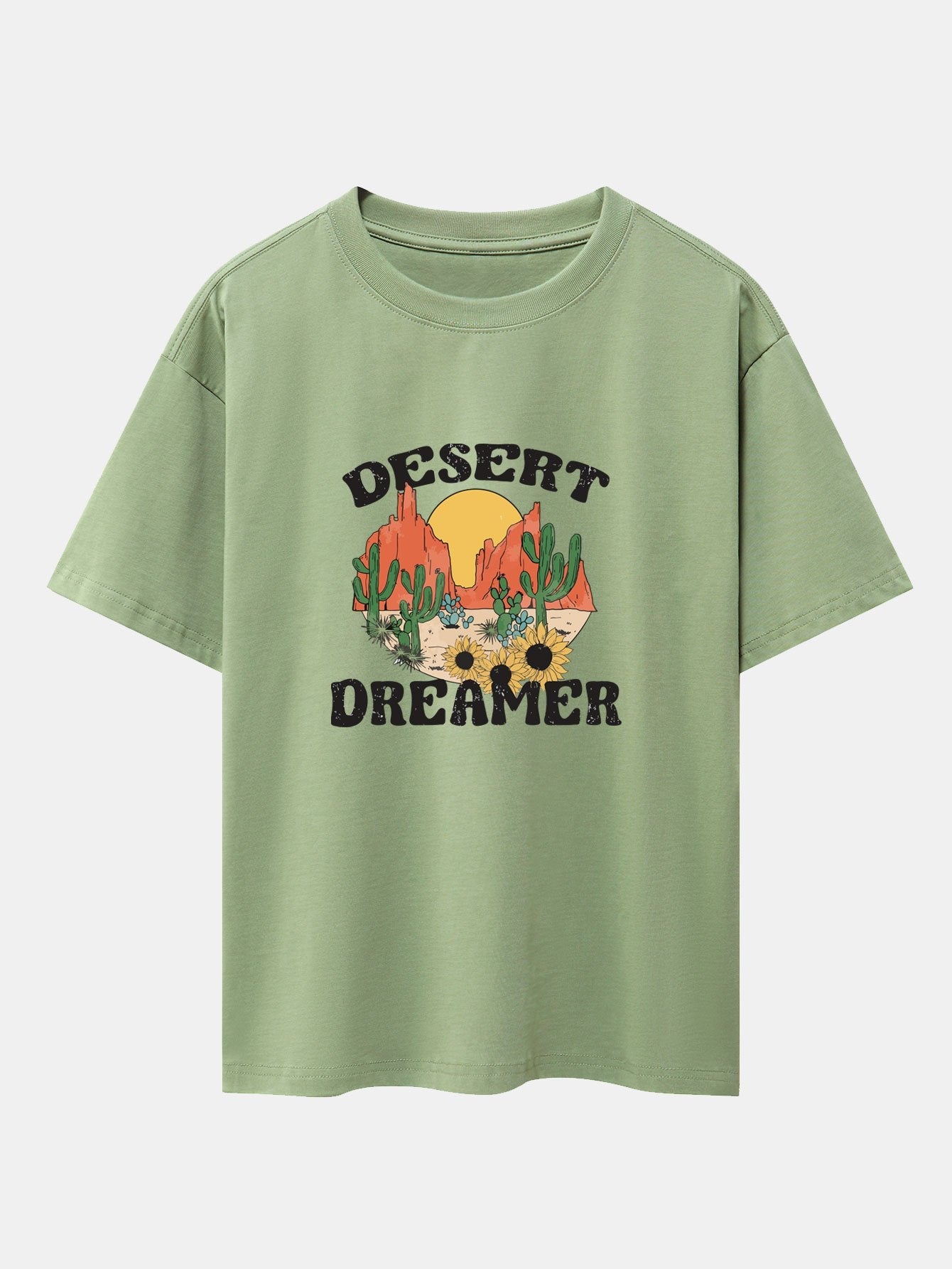 Vintage Desert Cactus Print Heavy Weight Oversize T-Shirt