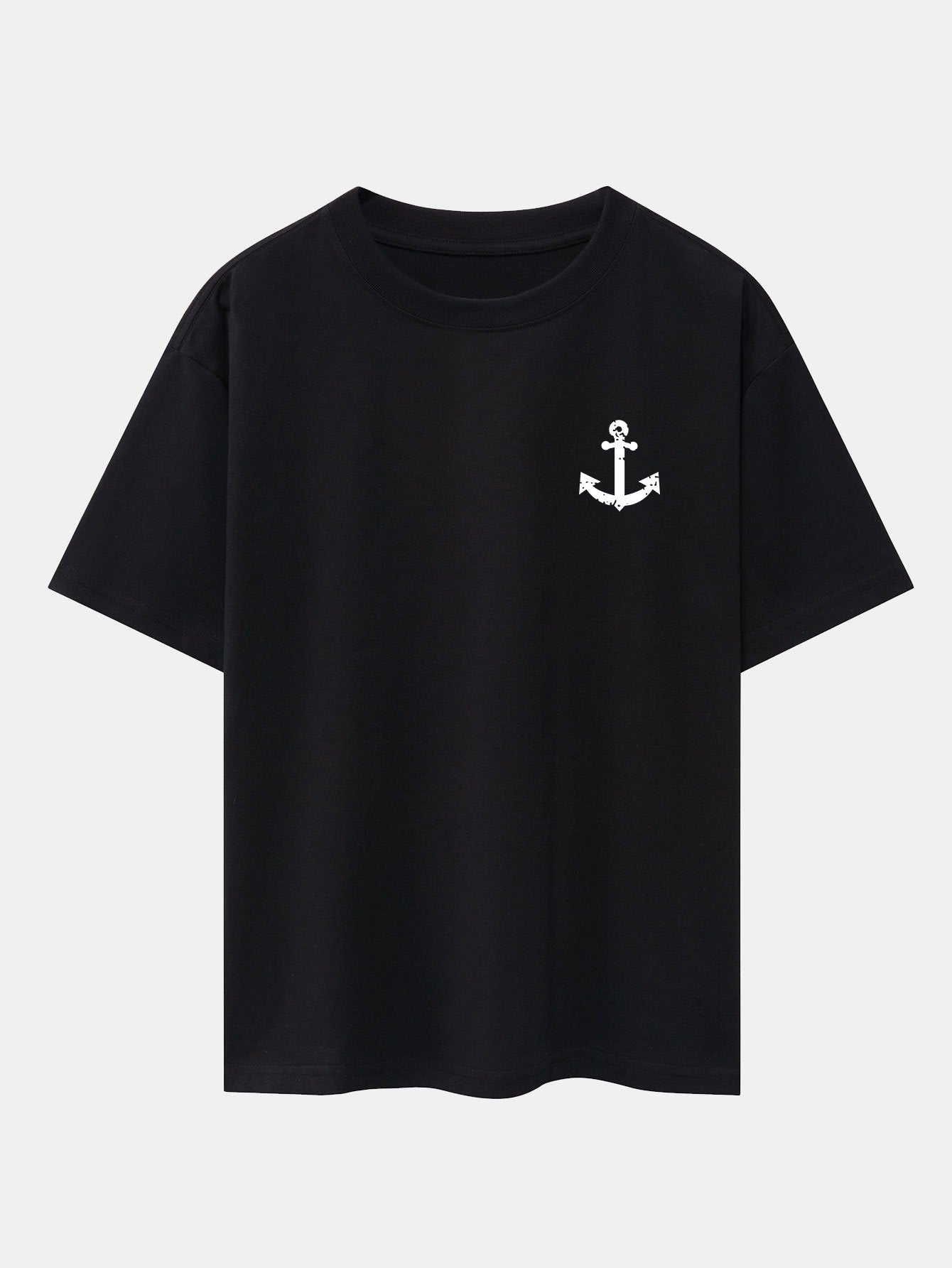 Anchor Print Drop Shoulder Oversize T-Shirt