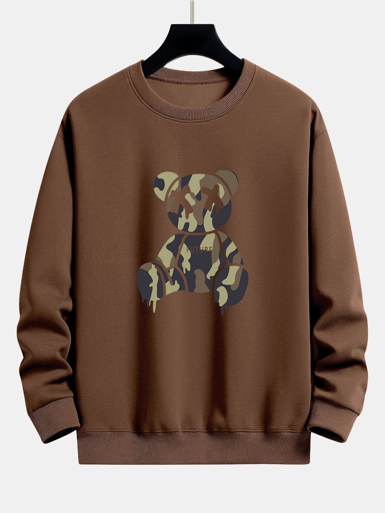 Camouflage Dissolving Bear Print Relax Fit Sweatshirt