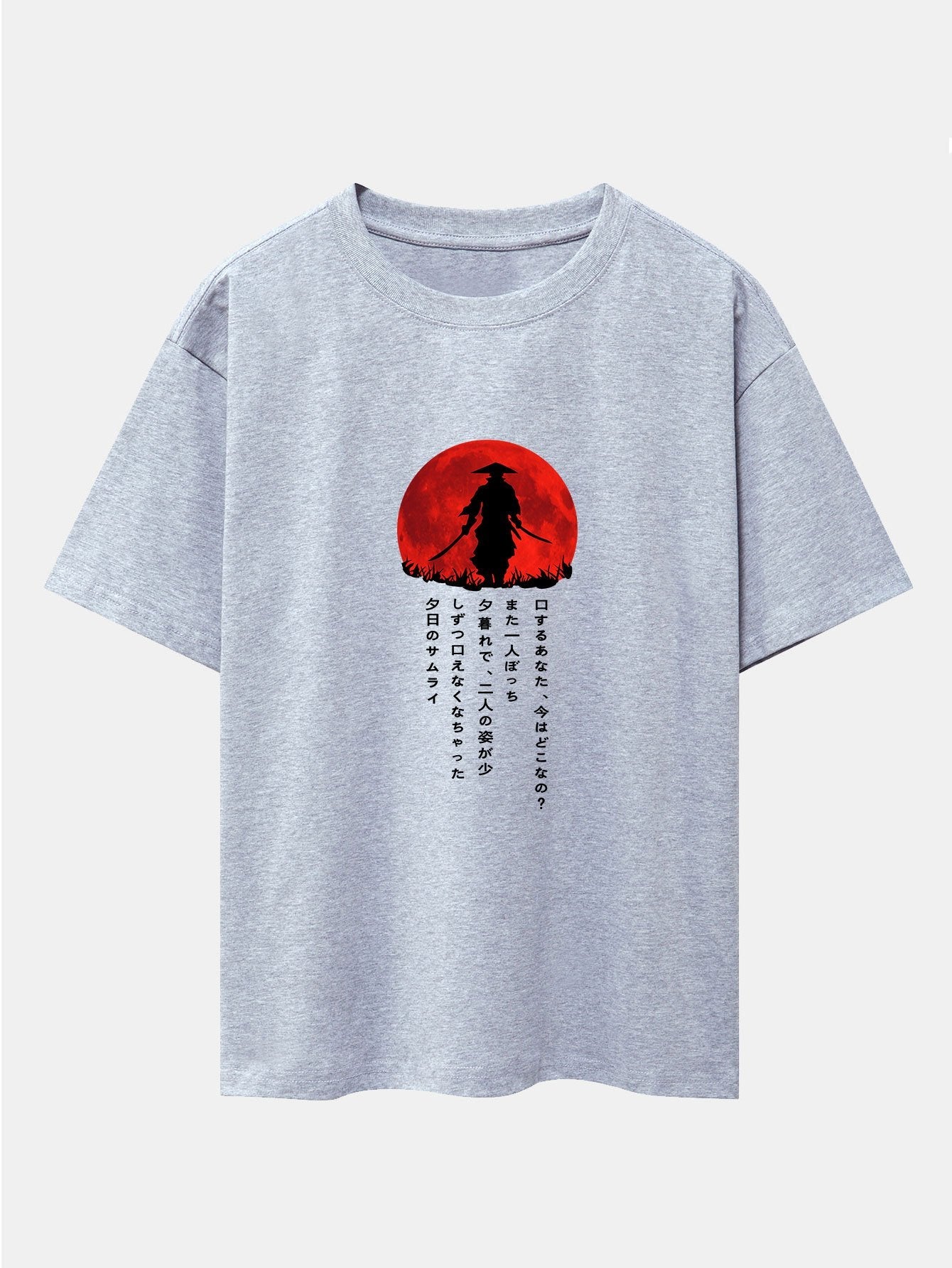 Japanese Samurai Print Drop Shoulder Oversize T-Shirt