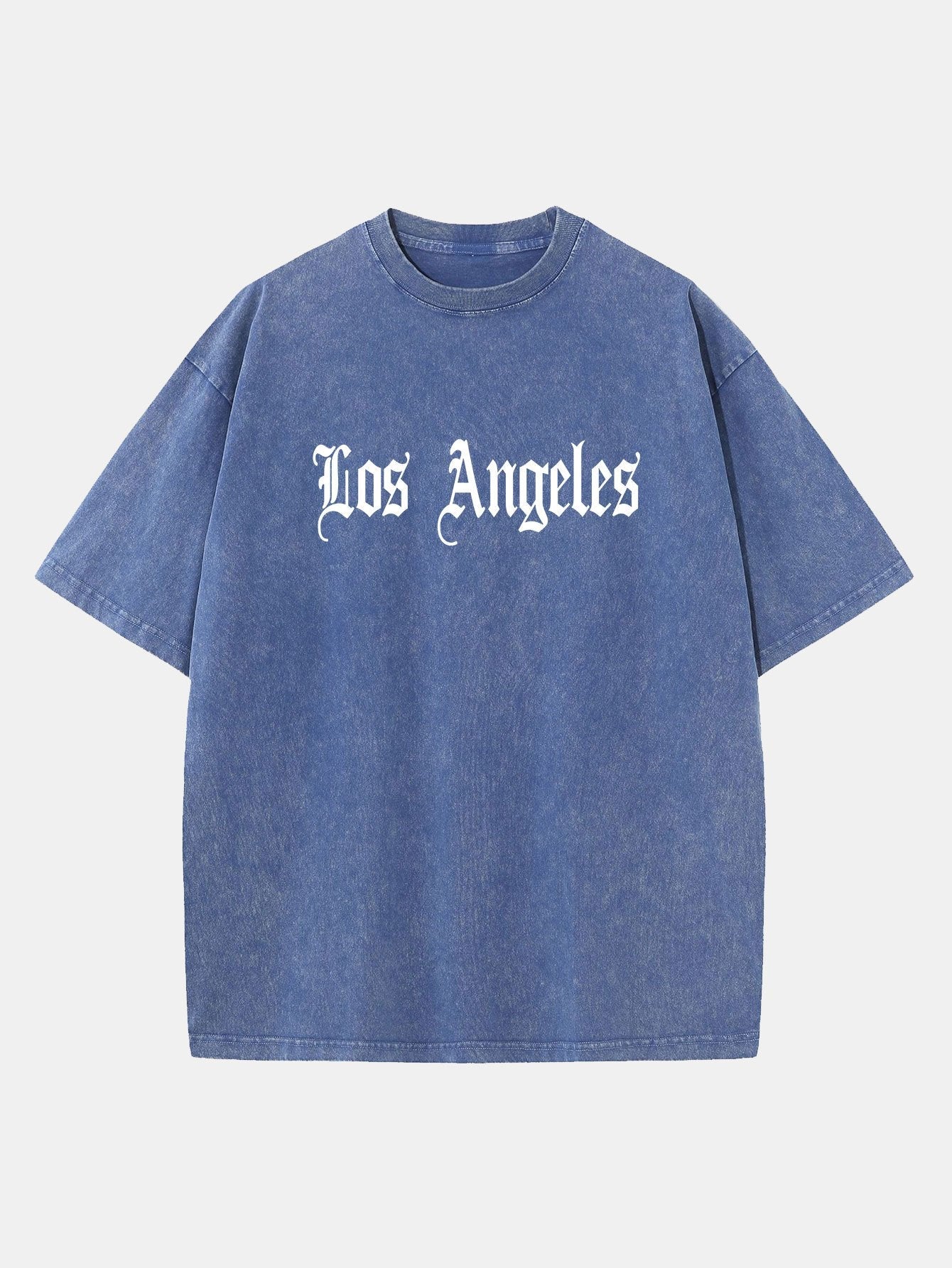 Los Angeles Gothic Print Washed Distressed Drop Shoulder T-Shirt