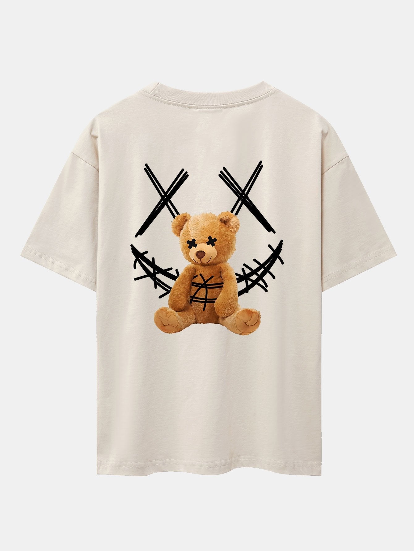 Smiley Bear Back Print Heavy Weight Oversize T-Shirt