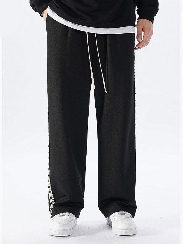 Side Webbing Panel Relax Fit Straight Leg Trousers