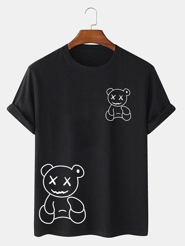 Line Shaped Bear Print T-Shirt