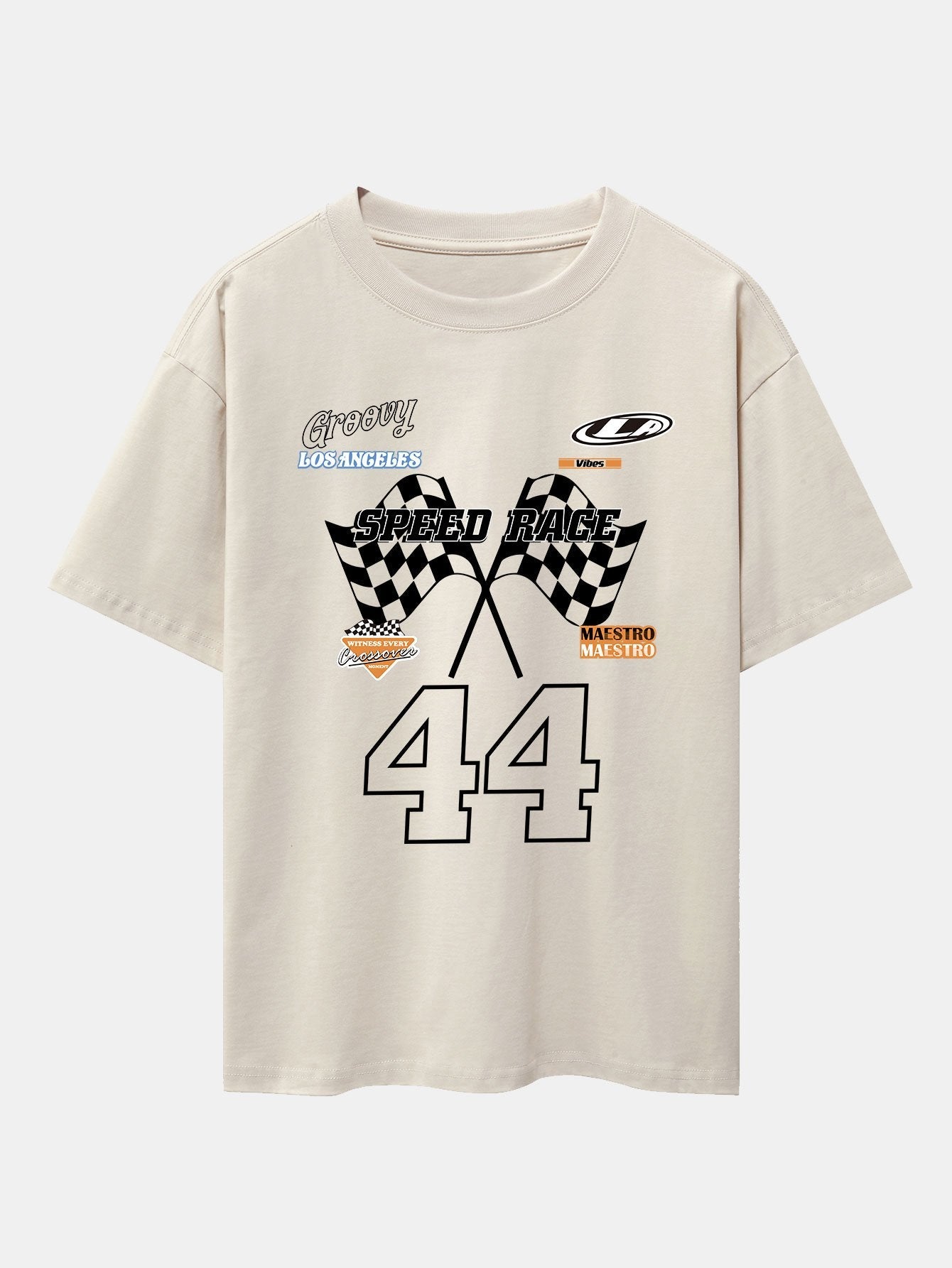 Racing Slogan Print Drop Shoulder Oversize T-Shirt