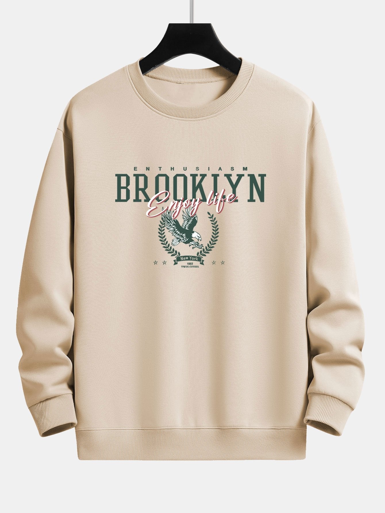 Sweat-shirt coupe décontractée à imprimé Brooklyn Eagle