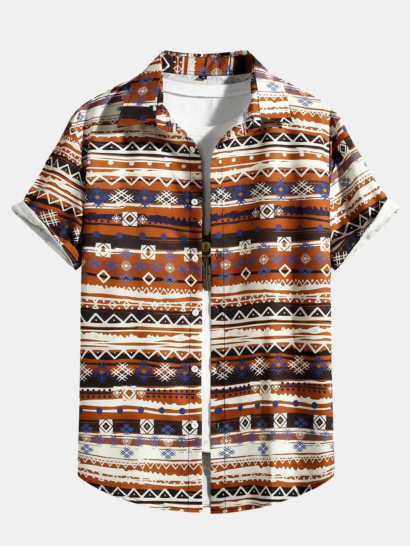 Chemise boutonnée à imprimé ethnique tribal