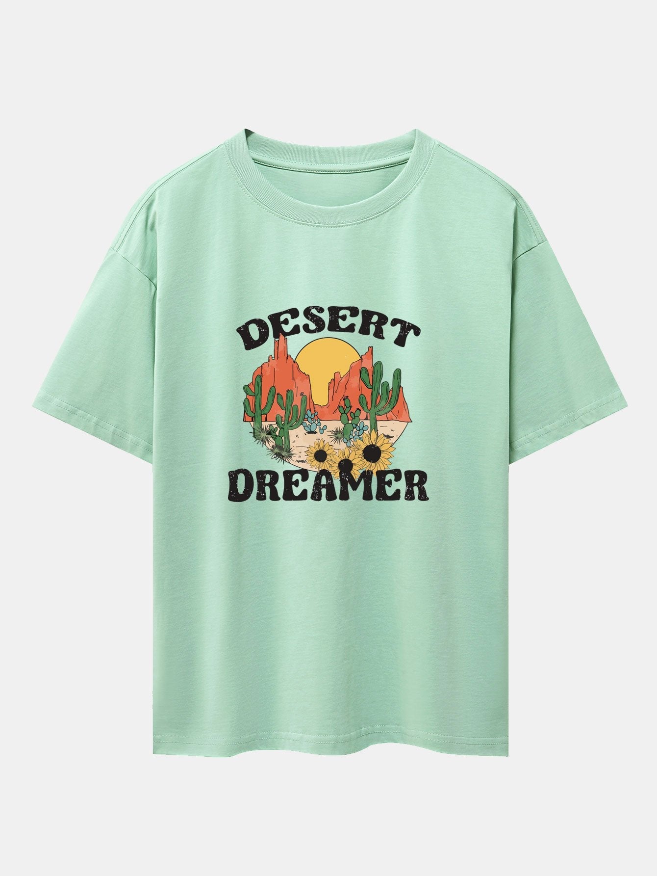 Vintage Desert Cactus Print Heavy Weight Oversize T-Shirt