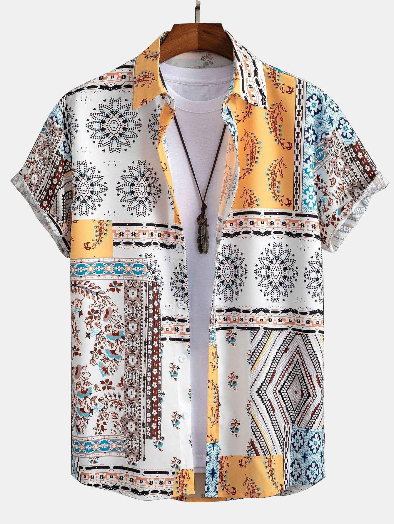 Chemise boutonnée à imprimé foulard #Conception de motifs aléatoires#