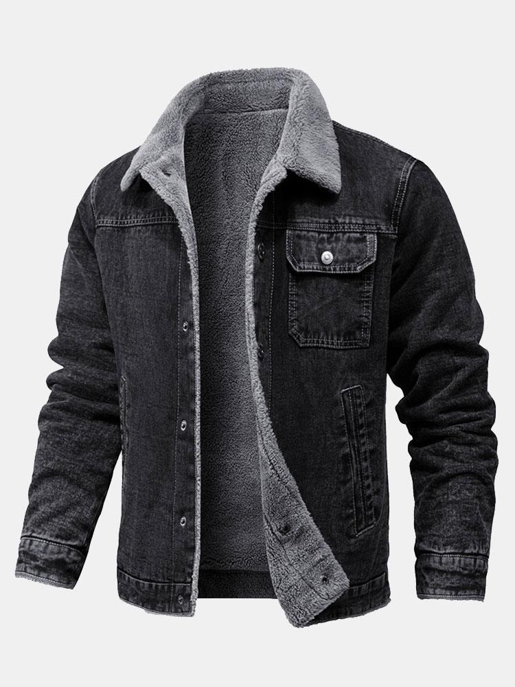 Veste en jean délavé doublée Teddy