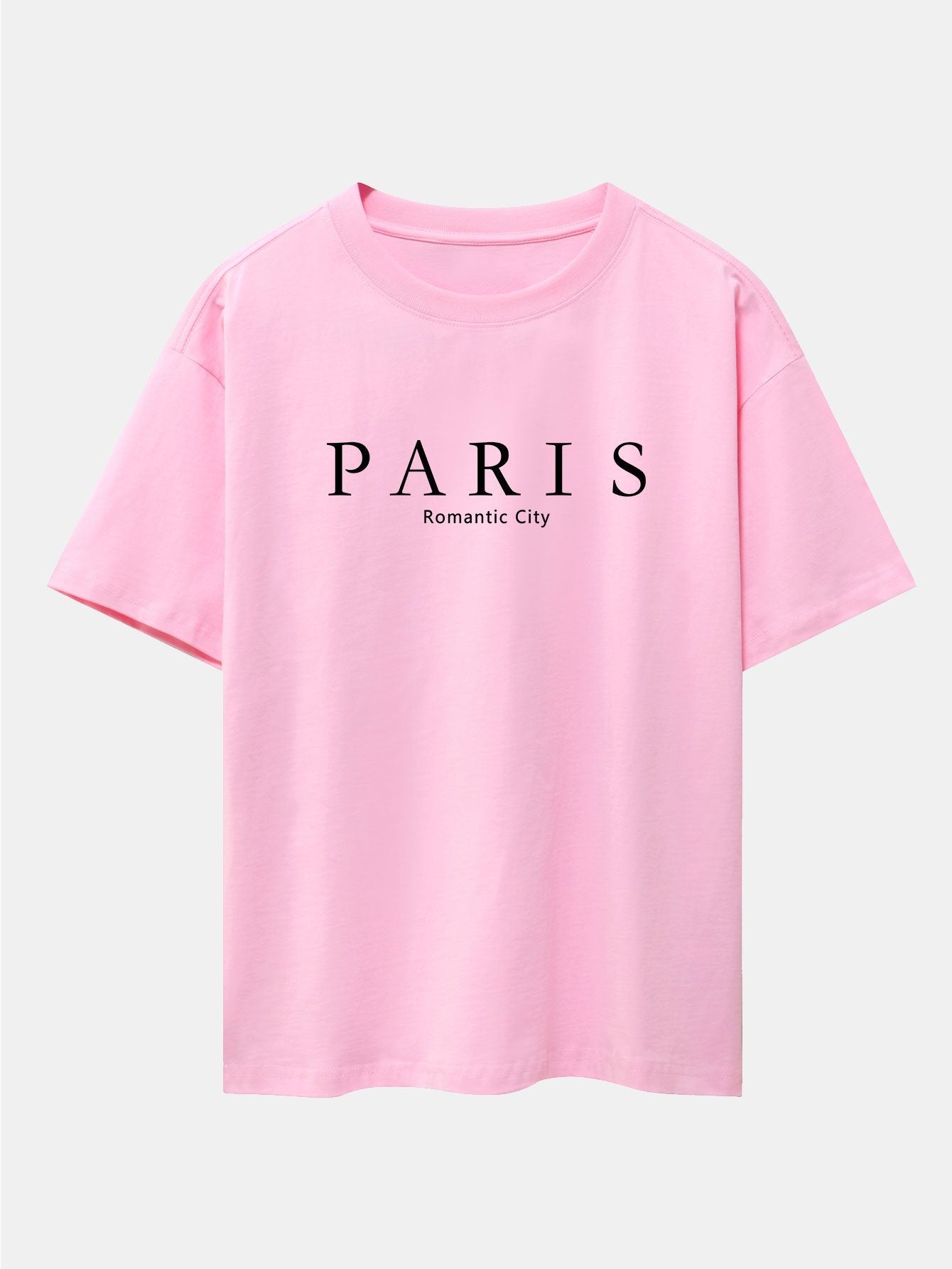 Paris Slogan Print Drop Shoulder Oversize T-Shirt