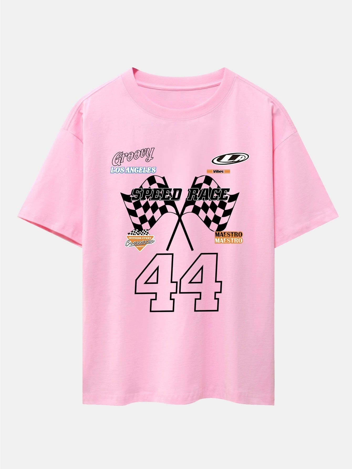 Racing Slogan Print Drop Shoulder Oversize T-Shirt