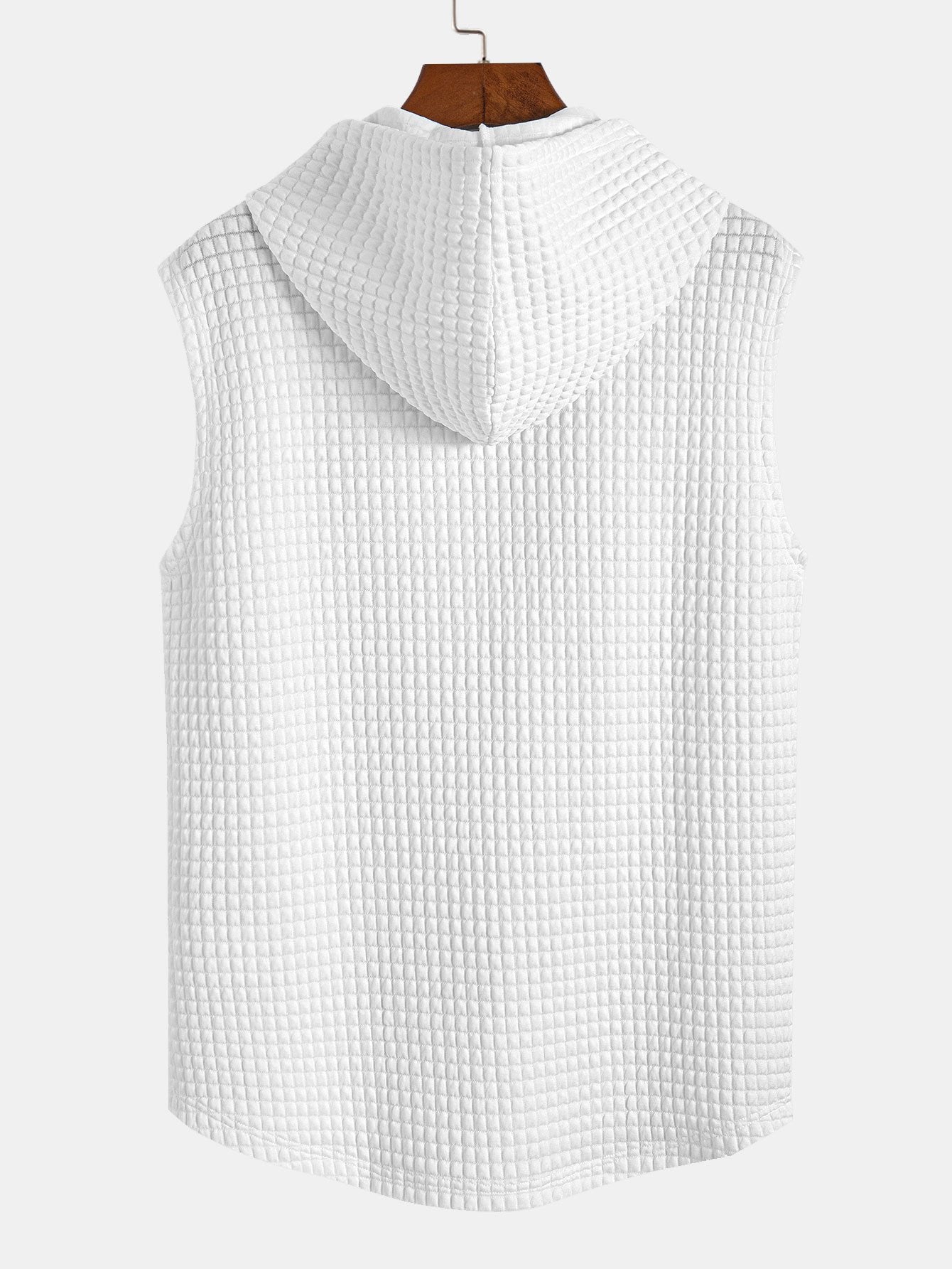 Sleeveless Waffle Hooded Vest