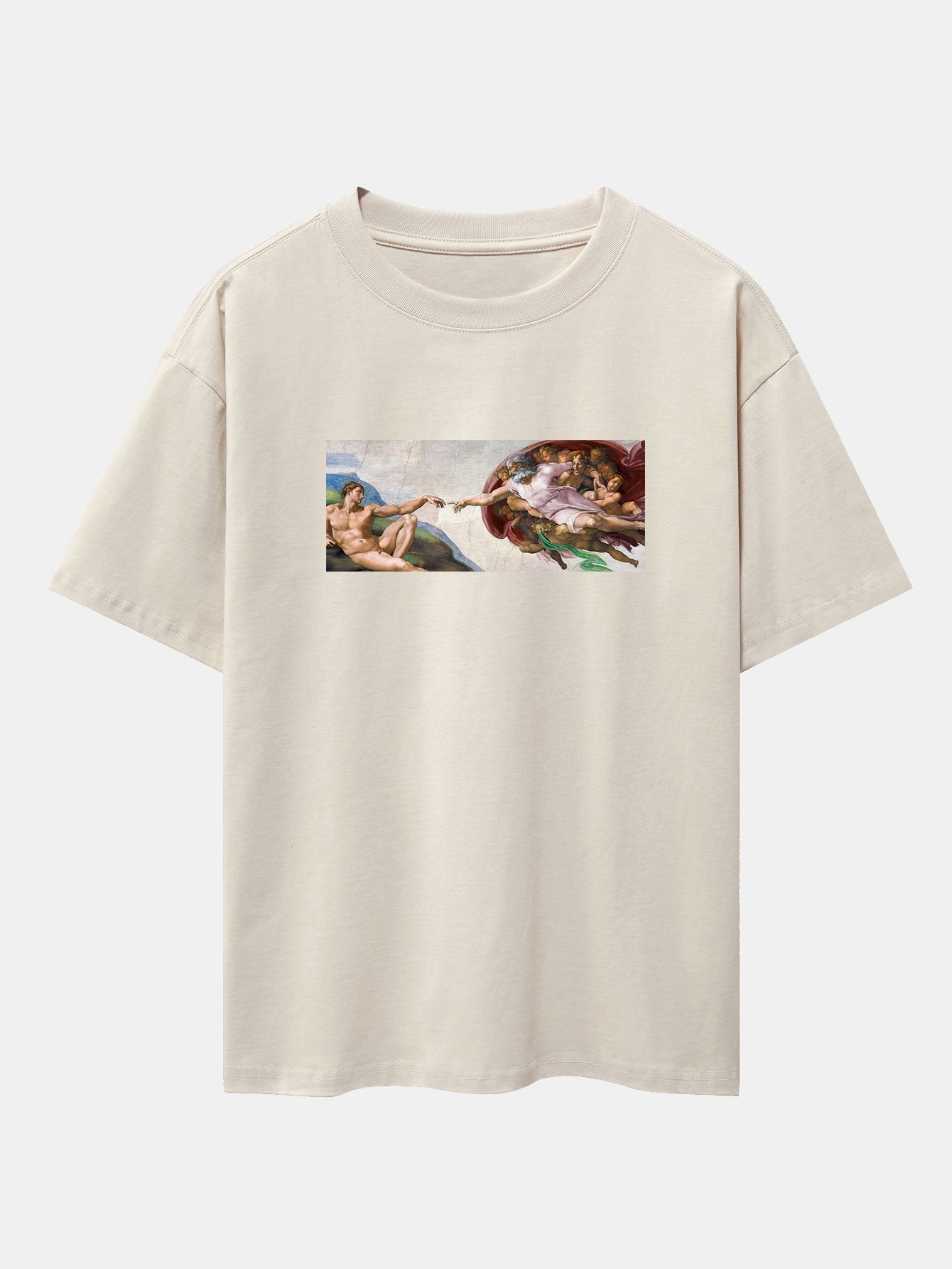 The Creation of Adam Print Drop Shoulder Oversize T-Shirt