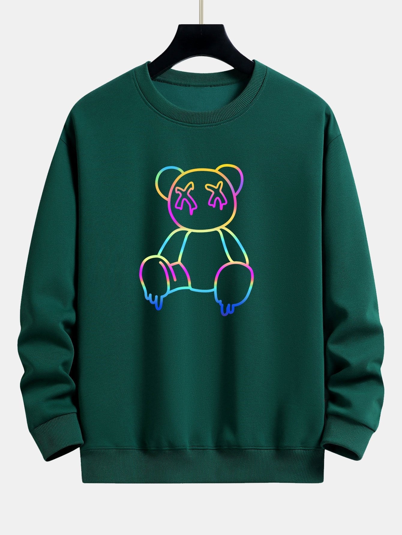 Gradient Dissolving Bear Print Relax Fit Sweatshirt