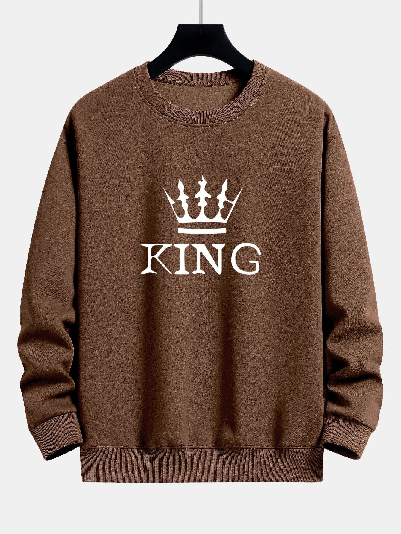 Sweat-shirt coupe décontractée à imprimé King Crown