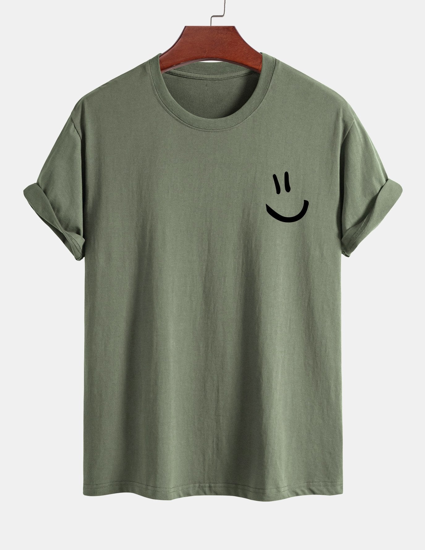 Regular Fit Smiley Face Print Cotton T-Shirt