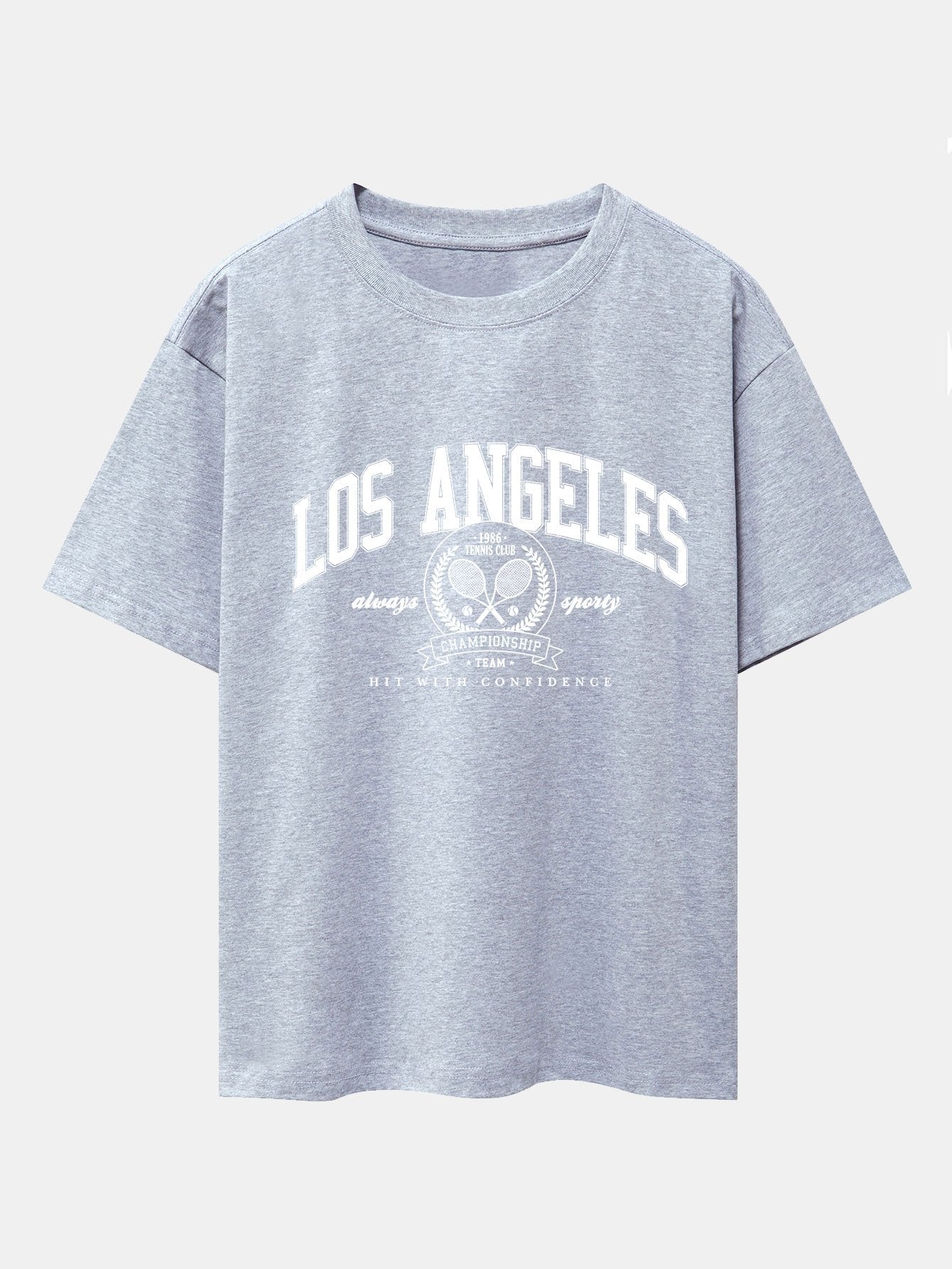 Los Angeles Tennis Print Drop Shoulder Oversize T-Shirt