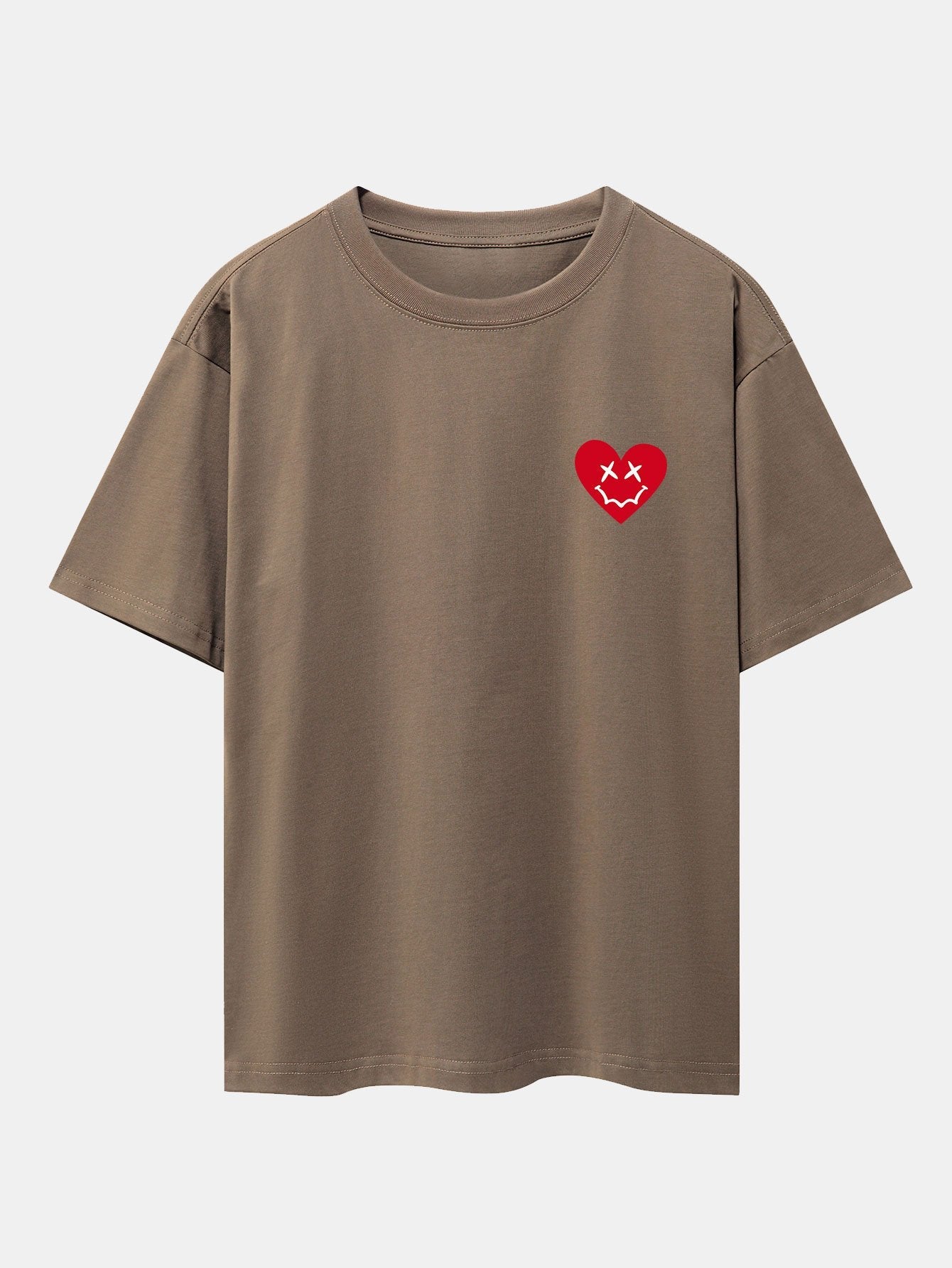 Smiley Heart Print Drop Shoulder Oversize T-Shirt