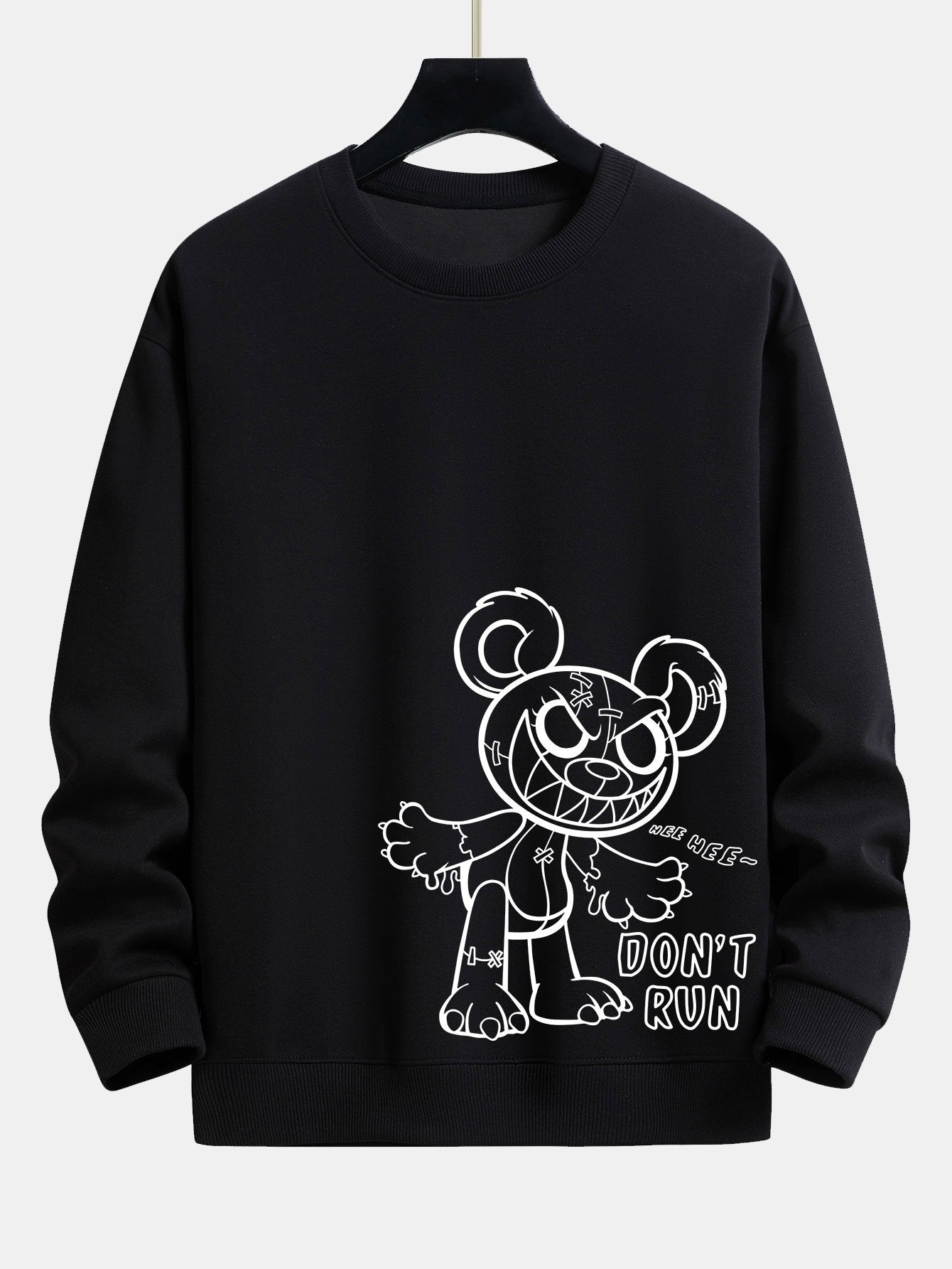 Sweat-shirt coupe décontractée à imprimé ours de dessin animé et slogan