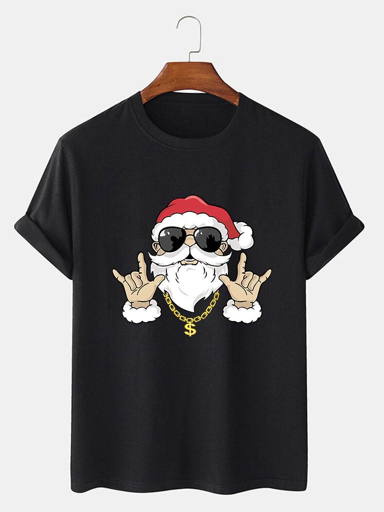 Hip Hop Santa Print T-Shirt