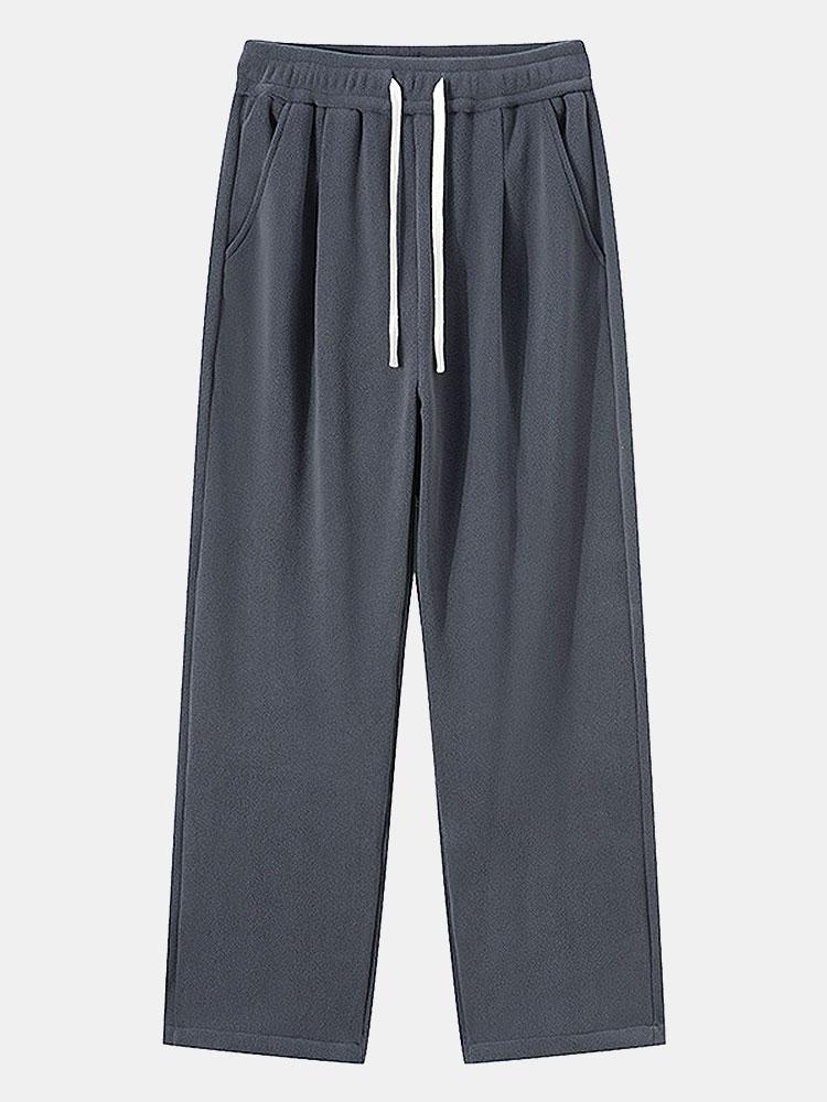 Pantalon coupe ample en polaire à jambe droite