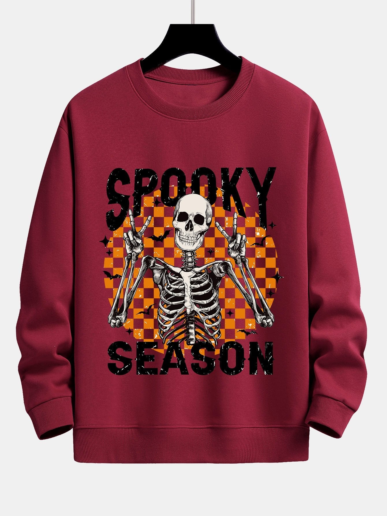 Sweat-shirt coupe décontractée à imprimé squelette Spooky Season