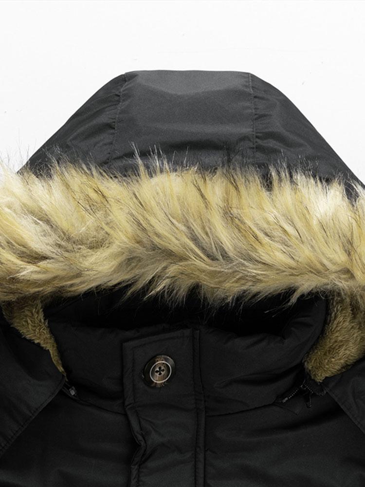 Manteau à capuche amovible avec col en fausse fourrure 