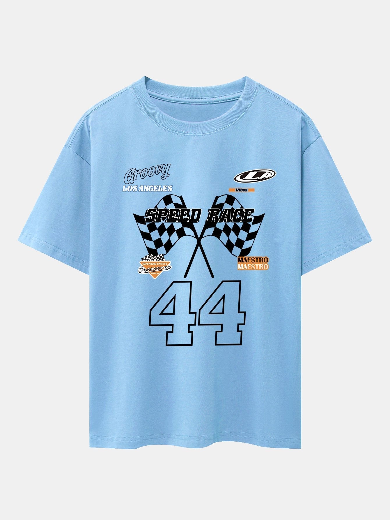 Racing Slogan Print Drop Shoulder Oversize T-Shirt