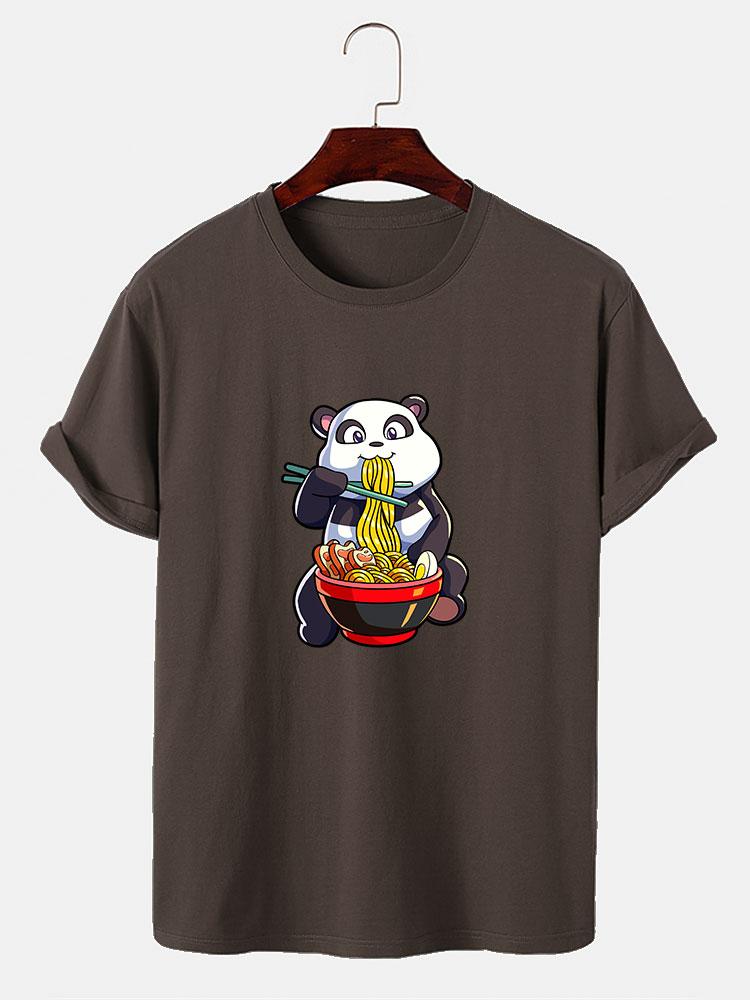 Panda Eating Ramen Print T-Shirt