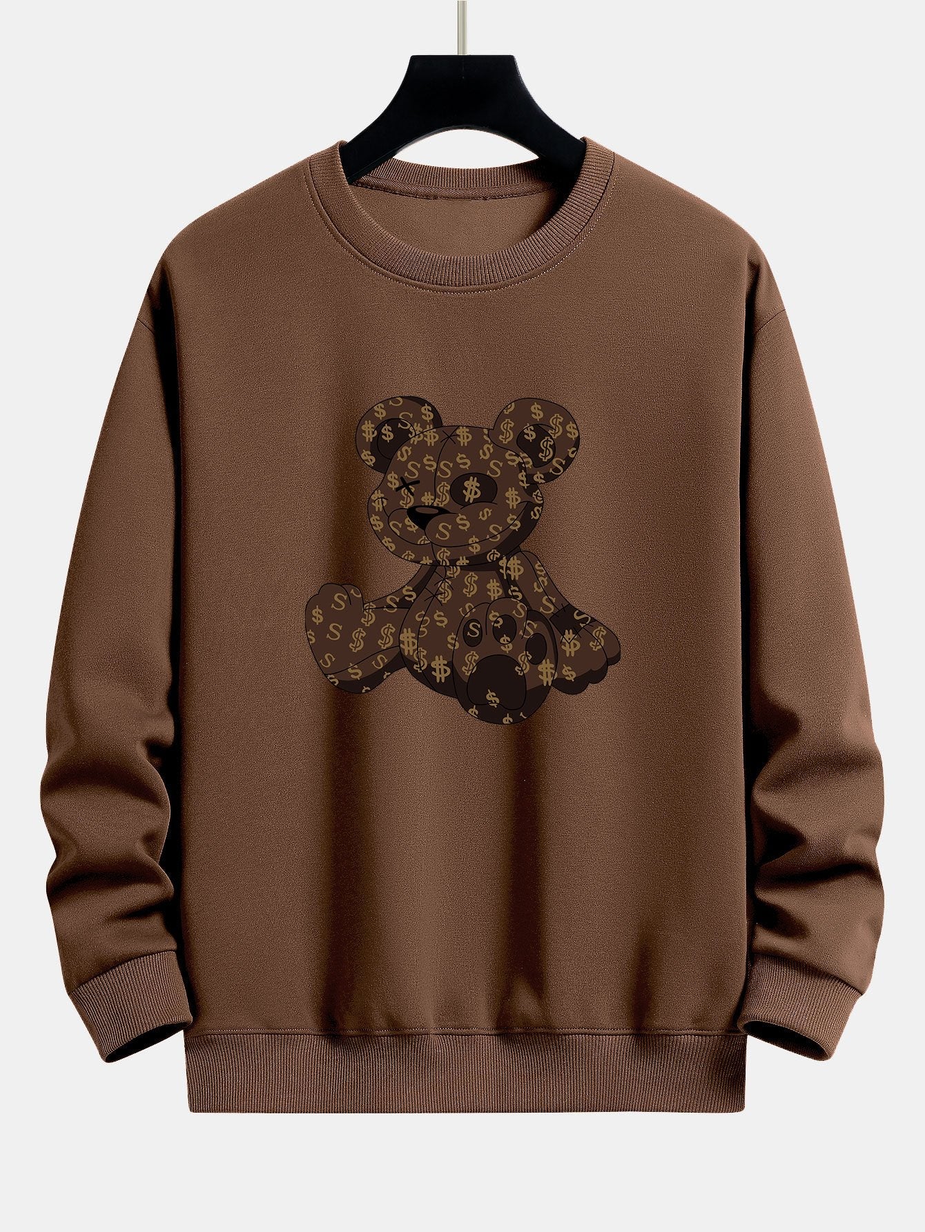 Sweat-shirt coupe décontractée à imprimé ours de dessin animé