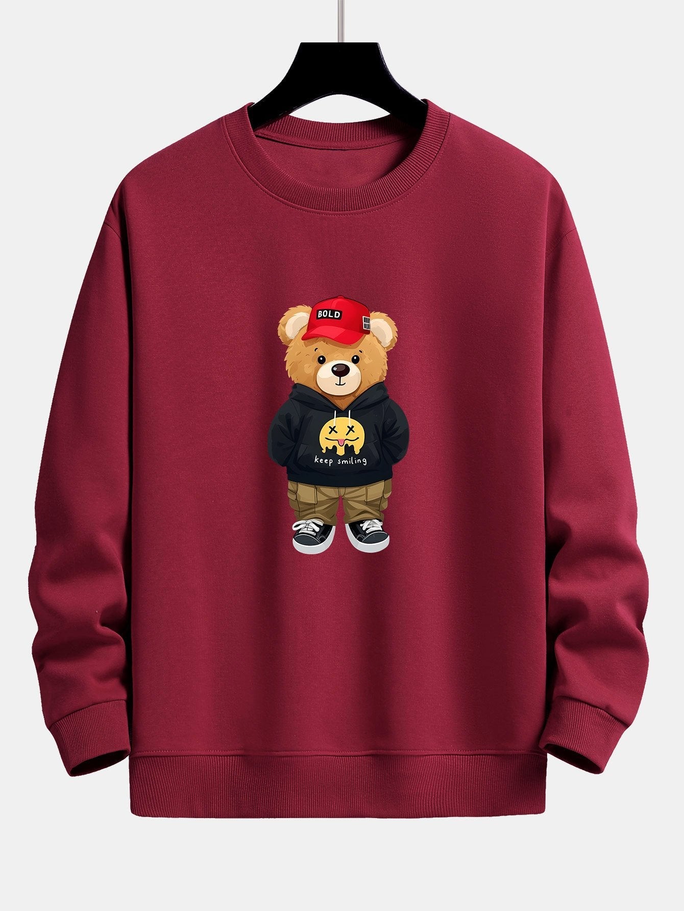 Sweat-shirt coupe décontractée à imprimé ours streetwear