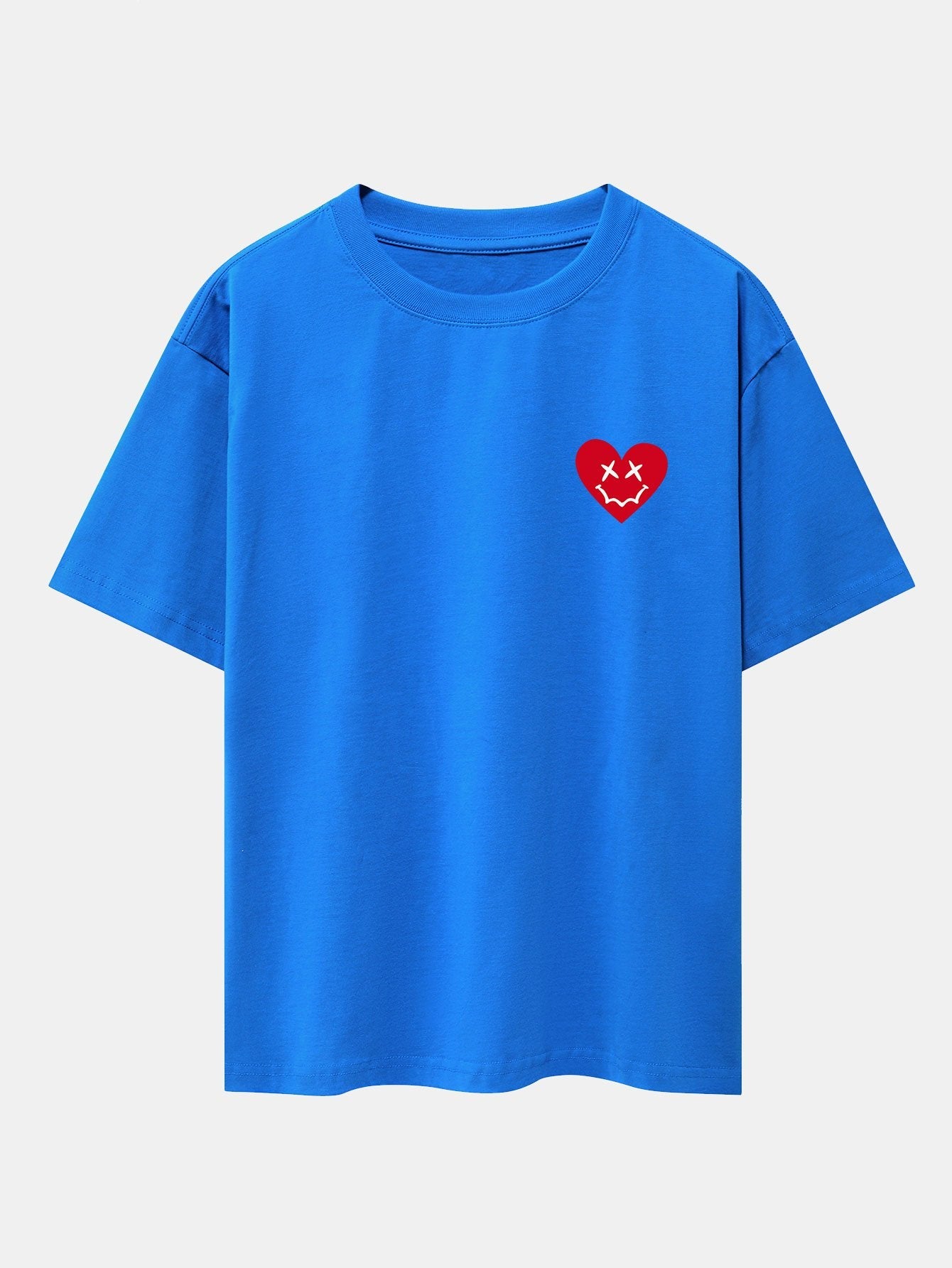 Smiley Heart Print Drop Shoulder Oversize T-Shirt