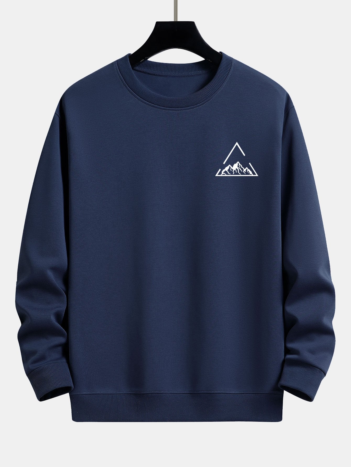 Sweat-shirt coupe décontractée à imprimé triangle et montagne