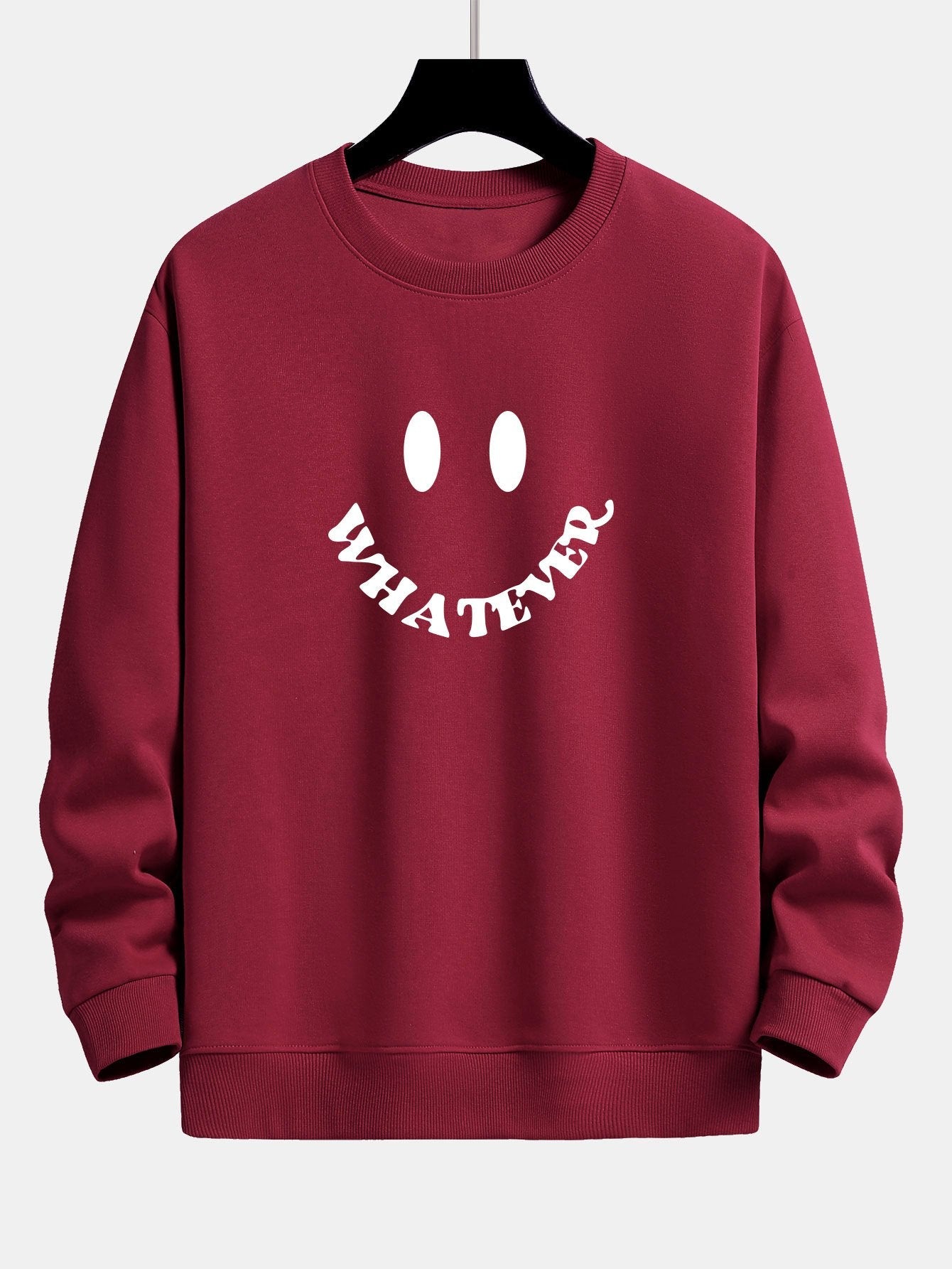 Sweat-shirt coupe décontractée à imprimé smiley et slogan