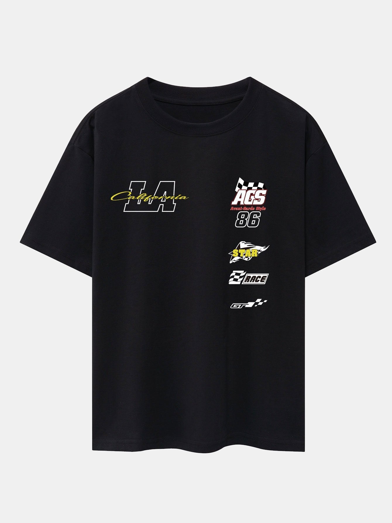 LA Racing Slogan Print Drop Shoulder Oversize T-Shirt