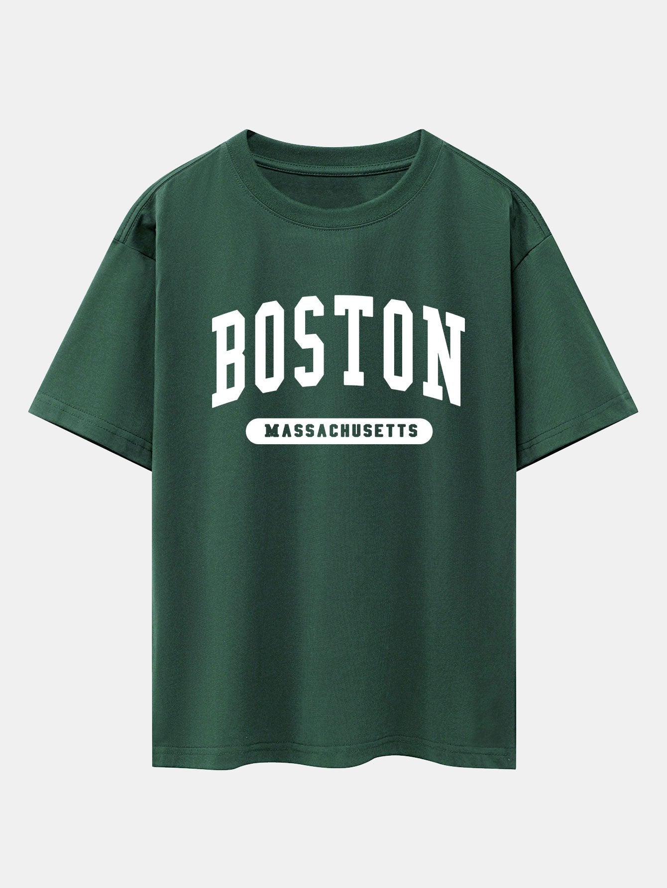 Boston Slogan Print Drop Shoulder Oversize T-Shirt